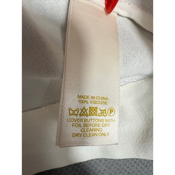 Kate Spade Edison Top White Ruffle Front Blouse Size 4 - Picture 6 of 7